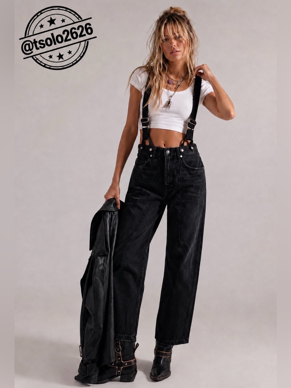 NWT Free People Berkley Suspender Jeans